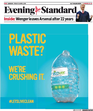 London Evening Standard Newspaper Front Page for 21 April 2018