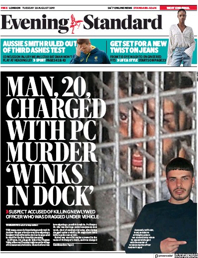 London Evening Standard Newspaper Front Page for 21 August 2019