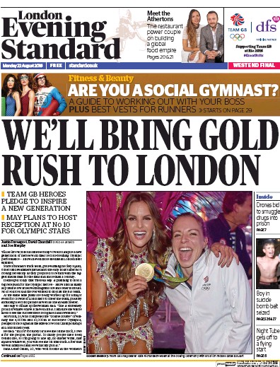 London Evening Standard Newspaper Front Page for 23 August 2016