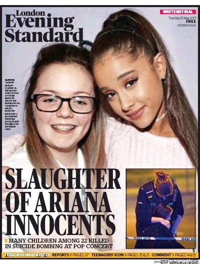 London Evening Standard Newspaper Front Page for 24 May 2017