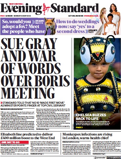 London Evening Standard (UK) Newspaper Front Page for 24 May 2022