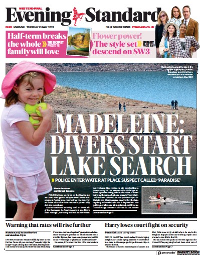 London Evening Standard (UK) Newspaper Front Page for 24 May 2023