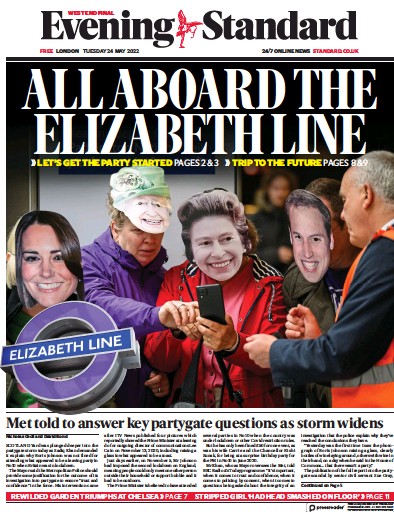London Evening Standard (UK) Newspaper Front Page for 25 May 2022