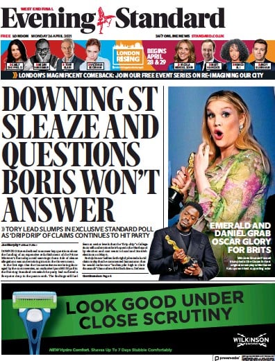 London Evening Standard (UK) Newspaper Front Page for 27 April 2021