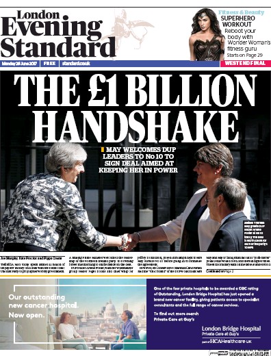 London Evening Standard Newspaper Front Page for 27 June 2017