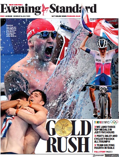 London Evening Standard (UK) Newspaper Front Page for 27 July 2021
