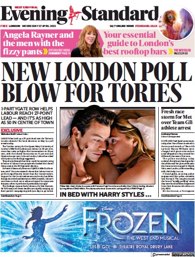 London Evening Standard Newspaper Front Page for 28 April 2022