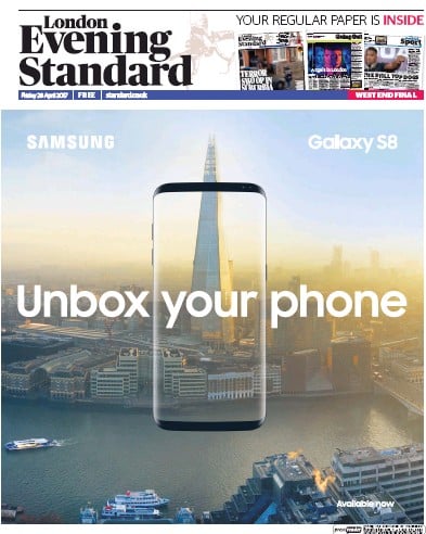 London Evening Standard Newspaper Front Page for 29 April 2017