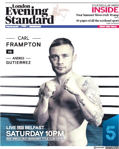 London Evening Standard Newspaper Front Page for 29 July 2017