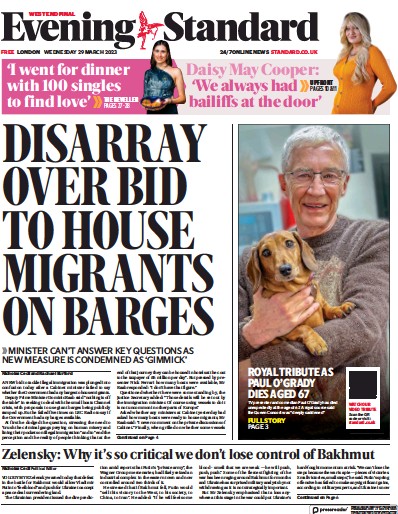 London Evening Standard (UK) Newspaper Front Page for 30 March 2023