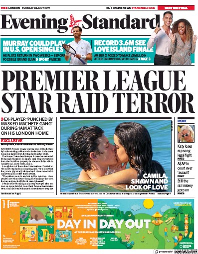 London Evening Standard (UK) Newspaper Front Page for 31 July 2019