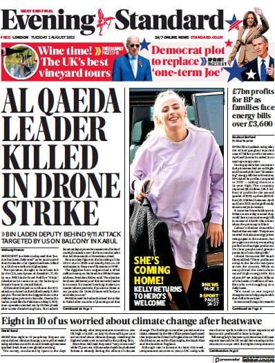 London Evening Standard (UK) Newspaper Front Page for 3 August 2022