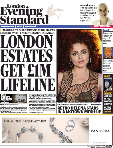 London Evening Standard Newspaper Front Page for 5 March 2016