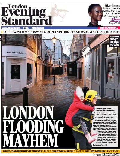 London Evening Standard Newspaper Front Page for 6 December 2016