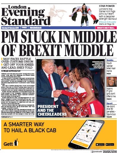London Evening Standard Newspaper Front Page for 6 February 2018