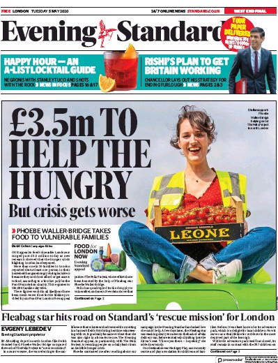 London Evening Standard (UK) Newspaper Front Page for 6 May 2020