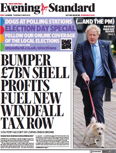 London Evening Standard (UK) Newspaper Front Page for 6 May 2022