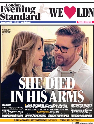 London Evening Standard Newspaper Front Page for 6 June 2017
