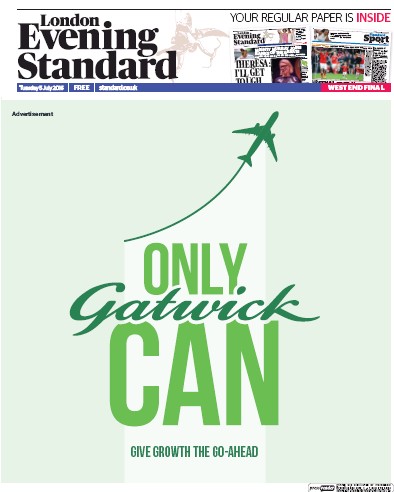 London Evening Standard Newspaper Front Page for 6 July 2016