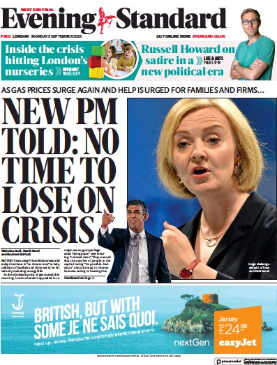 London Evening Standard (UK) Newspaper Front Page for 6 September 2022