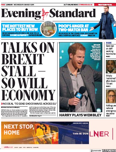 London Evening Standard Newspaper Front Page for 7 March 2019