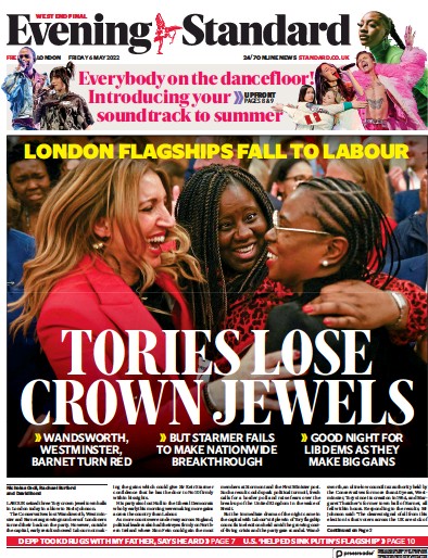 London Evening Standard (UK) Newspaper Front Page for 7 May 2022