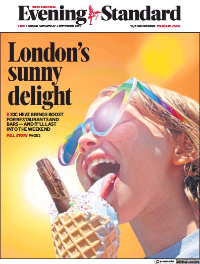 London Evening Standard (UK) Newspaper Front Page for 7 September 2023