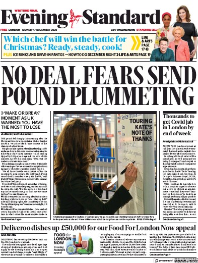 London Evening Standard Newspaper Front Page for 8 December 2020