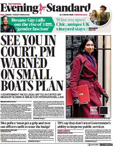 London Evening Standard (UK) Newspaper Front Page for 8 March 2023