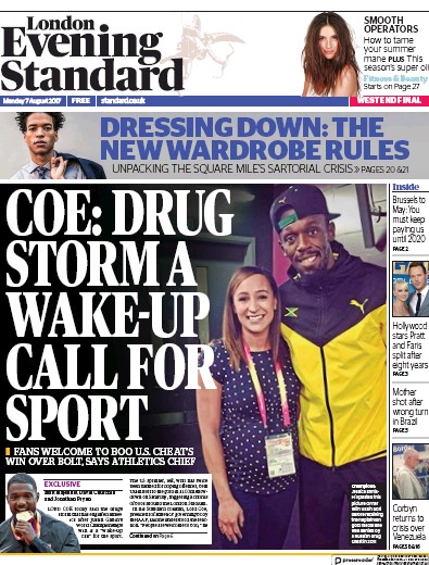 London Evening Standard Newspaper Front Page for 8 August 2017
