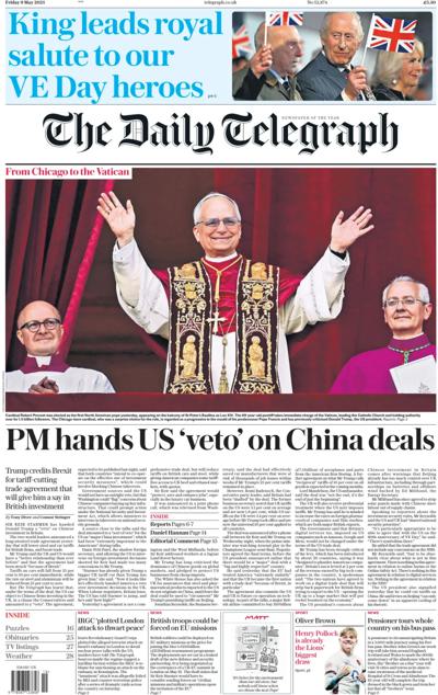 The Daily Telegraph (UK) Newspaper Front Page for 10 May 2025