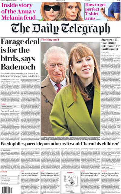 The Daily Telegraph (UK) Newspaper Front Page for 11 February 2025