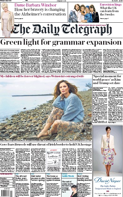 The Daily Telegraph (UK) Newspaper Front Page for 11 May 2018