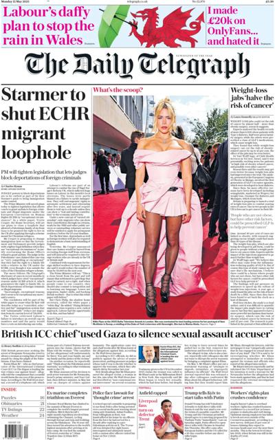 The Daily Telegraph (UK) Newspaper Front Page for 12 May 2025