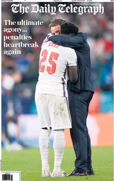 The Daily Telegraph (UK) Newspaper Front Page for 12 July 2021