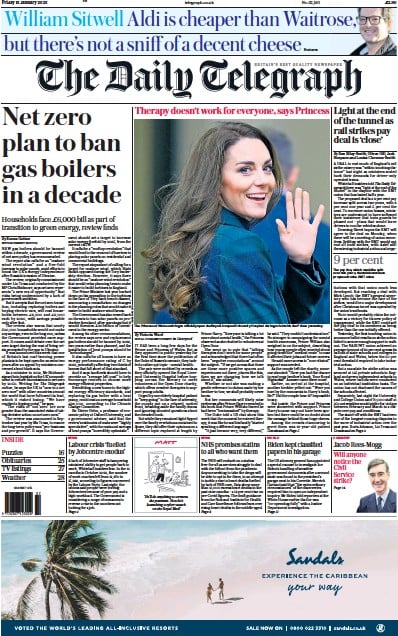 The Daily Telegraph (UK) Newspaper Front Page for 13 January 2023