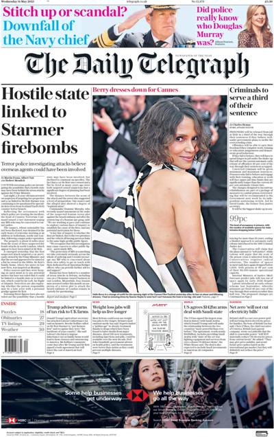 The Daily Telegraph (UK) Newspaper Front Page for 14 May 2025
