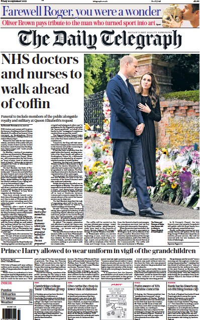 The Daily Telegraph (UK) Newspaper Front Page for 16 September 2022