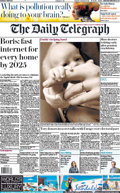 The Daily Telegraph (UK) Newspaper Front Page for 17 June 2019
