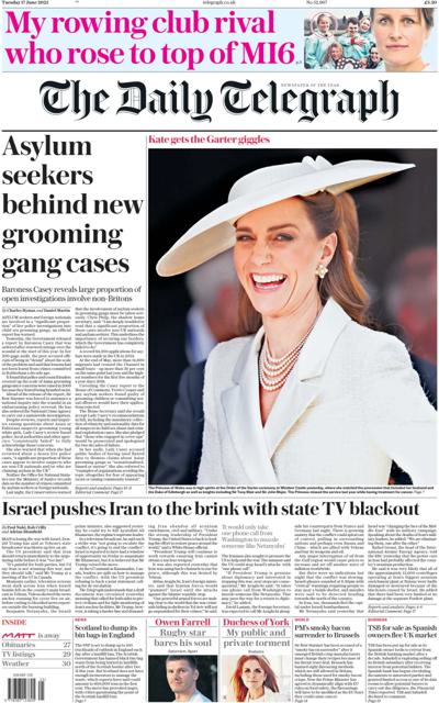 The Daily Telegraph (UK) Newspaper Front Page for 17 June 2025