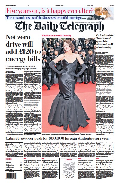The Daily Telegraph (UK) Newspaper Front Page for 19 May 2023