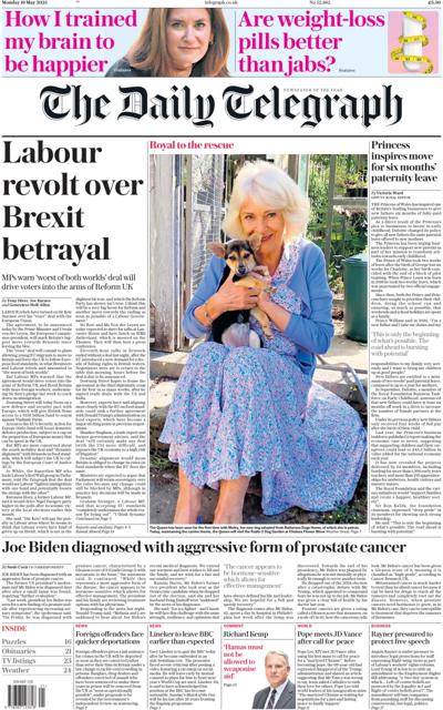 The Daily Telegraph Newspaper Front Page for 19 May 2025