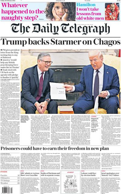 The Daily Telegraph (UK) Newspaper Front Page for 1 March 2025