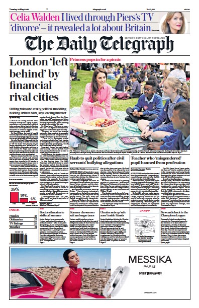 The Daily Telegraph (UK) Newspaper Front Page for 23 May 2023