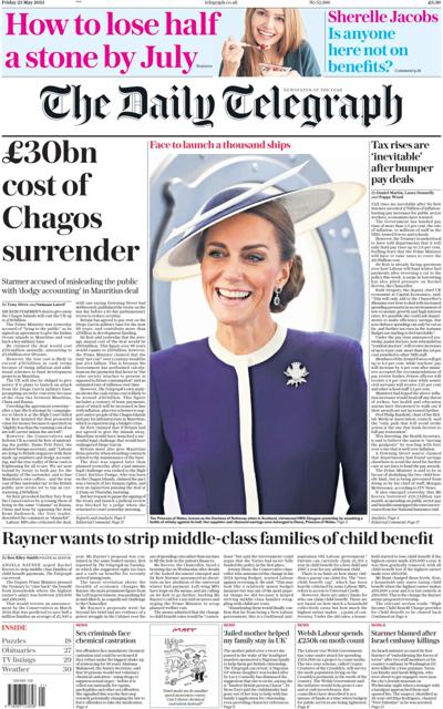 The Daily Telegraph (UK) Newspaper Front Page for 24 May 2025