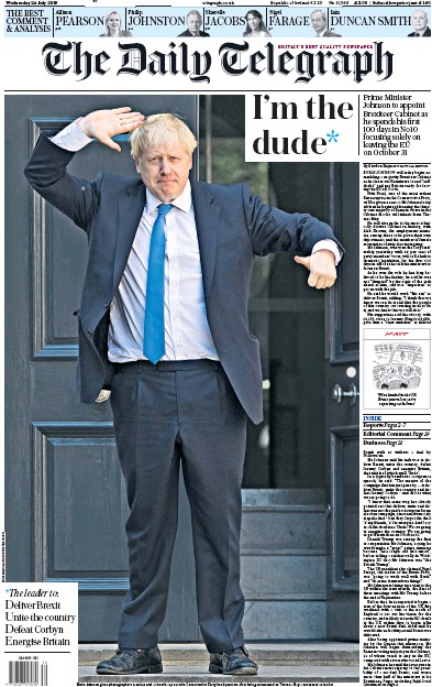 The Daily Telegraph (UK) Newspaper Front Page for 24 July 2019