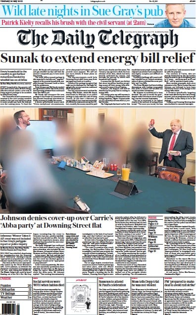 The Daily Telegraph (UK) Newspaper Front Page for 26 May 2022