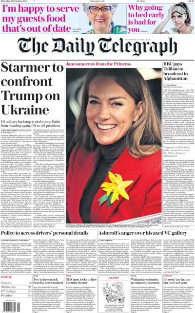 The Daily Telegraph (UK) Newspaper Front Page for 27 February 2025