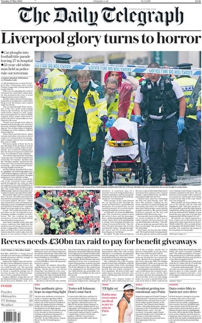 The Daily Telegraph (UK) Newspaper Front Page for 27 May 2025