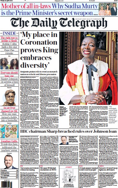 The Daily Telegraph (UK) Newspaper Front Page for 28 April 2023